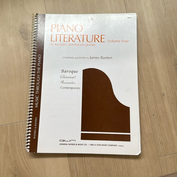 Piano Music Other - GP57 Piano Literature Vol 4 Bastien (Music Through the Piano) Spiral Bound
